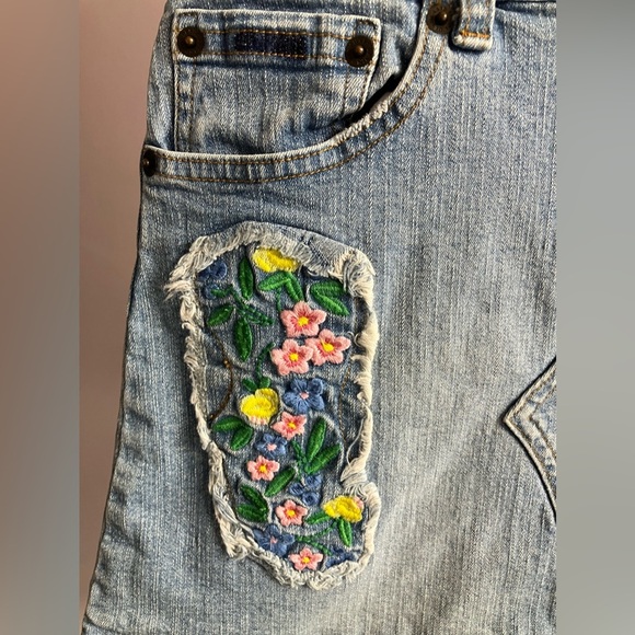 Handmade Upcycled Shoulder/Tote Bag, Blue/Green, Embroidered - Picture 6 of 6